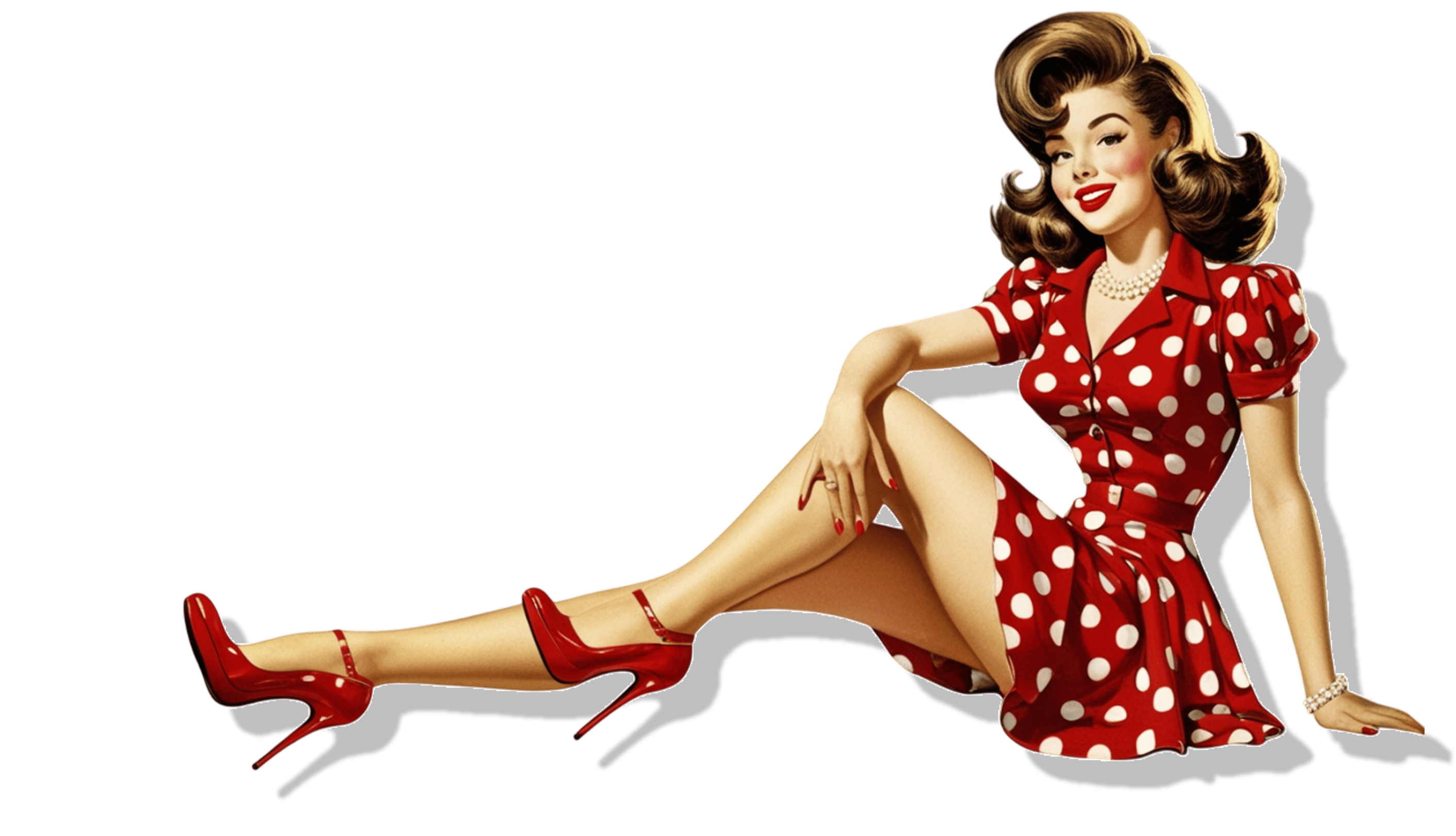 Pin Up девушка в красном платье